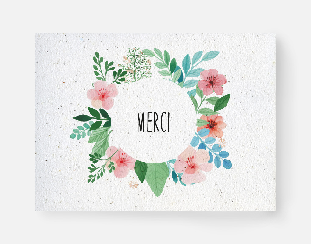 Carte florale merci, carte postale remerciements, carte merci pour